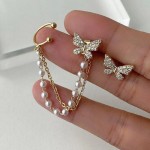 Arihant Gold Plated Fashionable Korean Butterfly Pearl Mismatch Earrings