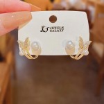 Arihant Gold Plated Fashionable Korean Butterfly Pearl Stud Earrings