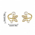 Arihant Gold Plated Korean Dual Pearl Butterfly Stud Earrings