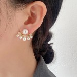 Arihant Gold Plated Korean Five-Stars AD Pearl Stud Earrings