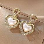 Arihant Gold Plated Korean Marvelous Dual Hearts Pearl Drop Earrings