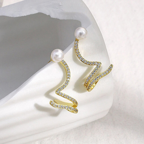 Arihant Gold Plated Korean AD Pearl Quirky Stud Ea...