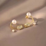 Arihant Gold Plated Beautiful Korean Rose Inspired Dual Pearl Stud Earrings