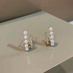 Arihant Gold Plated Stunning Korean Pearl White Quirky Style Stud Earrings