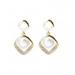 Arihant Gold Plated Beautiful Korean AD - Pearl Geometrical Drop Earrings