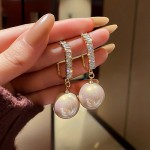 Arihant Gold Plated Beautiful Korean AD and Pearl Off White Circle of Life Drop Earrings