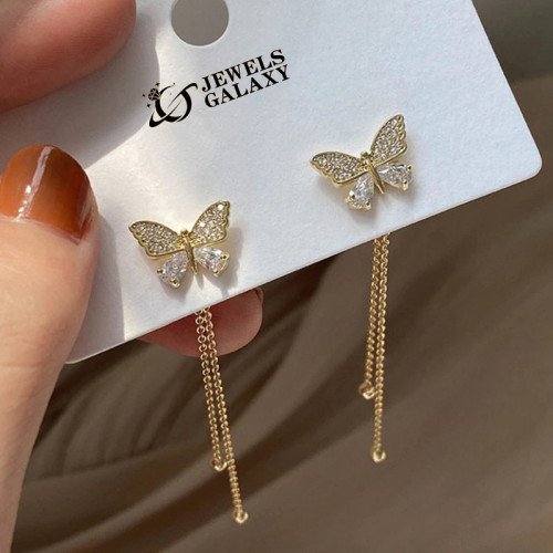 Arihant Gold Plated Beautiful AD Butterfly Korean Drop Earrings