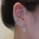 Arihant Silver Plated Korean Ear Cuffs With Leaf Theme Stud Earrings