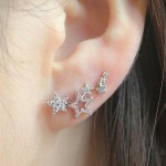 Arihant Silver Plated Beautiful Korean Stars themed Stud Earrings