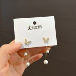 Arihant Gold Plated Korean AD studded Ear Cuff with Butterfly Pearl Drop Earrings