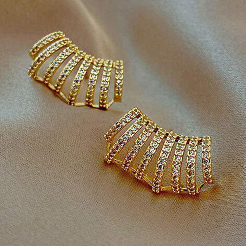 Arihant Gold Plated Korean 8 Lines AD Studded Stud...