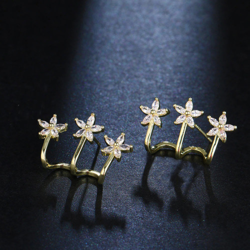 Arihant Gold Plated Trending Korean Triple Stars No Piercing Ear Cuffs