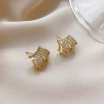 Arihant Gold Plated Korean 7 Lines AD Studded Stud Earrings