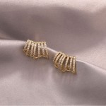 Arihant Gold Plated Korean 7 Lines AD Studded Stud Earrings