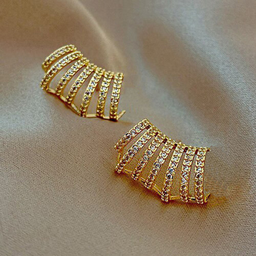 Arihant Gold Plated Korean 7 Lines AD Studded Stud...