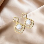 Arihant Gold Plated Beautiful Korean AD - Pearl Geometrical Drop Earrings