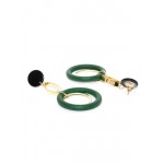 Gold Plated Green Geometrical Drop Earrings 9516