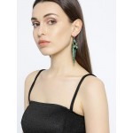 Gold Plated Contemporary Green Chain Tassel Earrings 9524