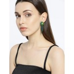 Gold Plated Contemporary Green Chain Tassel Earrings 9525
