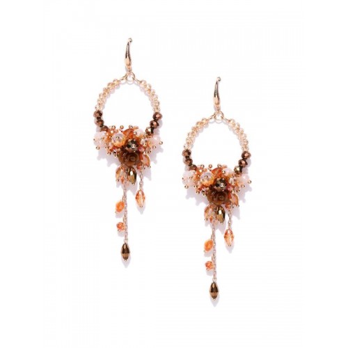 Gold Plated Contemporary Peach Floral Chain Tassel...