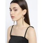 Gold Plated Contemporary Peach Floral Chain Tassel Earrings 9533