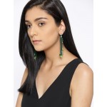 Gold Plated Contemporary Green Chain Tassel Earrings 9538