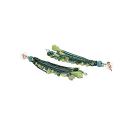 Gold Plated Contemporary Green Chain Tassel Earrings 9538