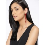 Gold Plated Handcrafted Red Drop Earrings 9544