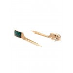 Rose Gold Plated Green Crystal Chain Tassel Earrings 9566