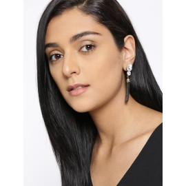 Copper Plated White American Diamond Tassel Earrings 9602