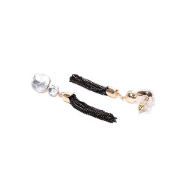 Copper Plated White American Diamond Tassel Earrings 9602
