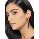 Copper Plated Red American Diamond Tassel Earrings 9603