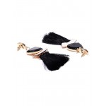 Gold Plated Onyx Black Tassel Earrings 9620