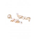 Gold Plated Floral Pink Drop Earrings 9622