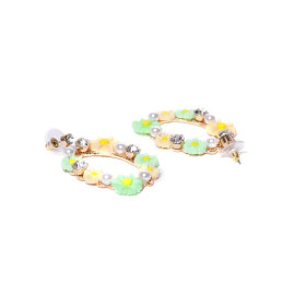 Gold Plated Floral Multicolour Drop Earrings 9627