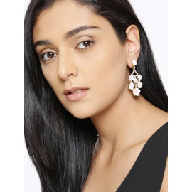 Gold Plated Floral Pink Drop Earrings 9631