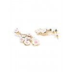 Gold Plated Floral Pink Drop Earrings 9631