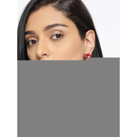 Copper Plated Red Crystal Floral Drop Earrings 9633