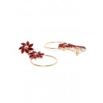 Copper Plated Red Crystal Floral Drop Earrings 9633