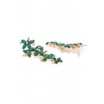 Gold Plated American Green Dangler Earrings 9639