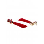 Gold Plated Red Star Tassel Earrings 9683