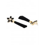 Gold Plated Black Star Tassel Earrings 9685