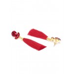 Gold Plated Designer Red Club Tassel Earrings 9686