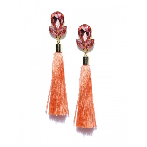 Gold Plated Designer Orange Club Tassel Earrings 9...