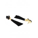 Gold Plated Designer Black Club Tassel Earrings 9691