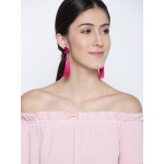 Gold Plated Designer Pink Club Tassel Earrings 9692