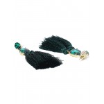 Gold Plated Handcrafted Dual Stone Green Tassel Earrings 9699