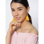 Gold Plated Handcrafted Dual Stone Yellow Tassel Earrings 9700