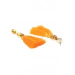 Gold Plated Handcrafted Dual Stone Yellow Tassel Earrings 9700