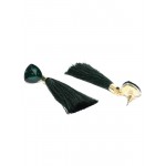 Gold Plated Designer Green Geometrical Tassel Earrings 9701